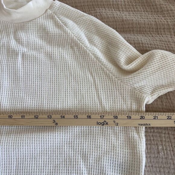 Madewell Mockneck Waffle Sweatshirt Tee Women Small Beige Long Sleeve NEW - Picture 10 of 15